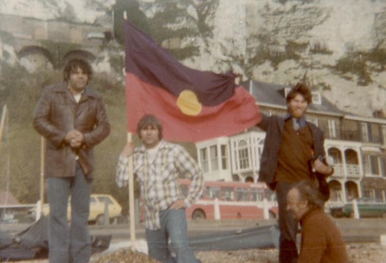 Aboriginal flag planted at Dover - 1976